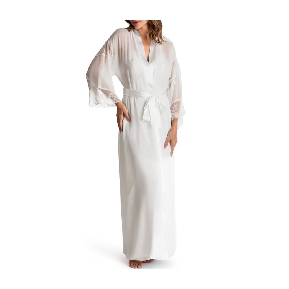 In Bloom by Jonquil - Chiffon Long Sleeve Lace Wrap Bridal Robe - NWT